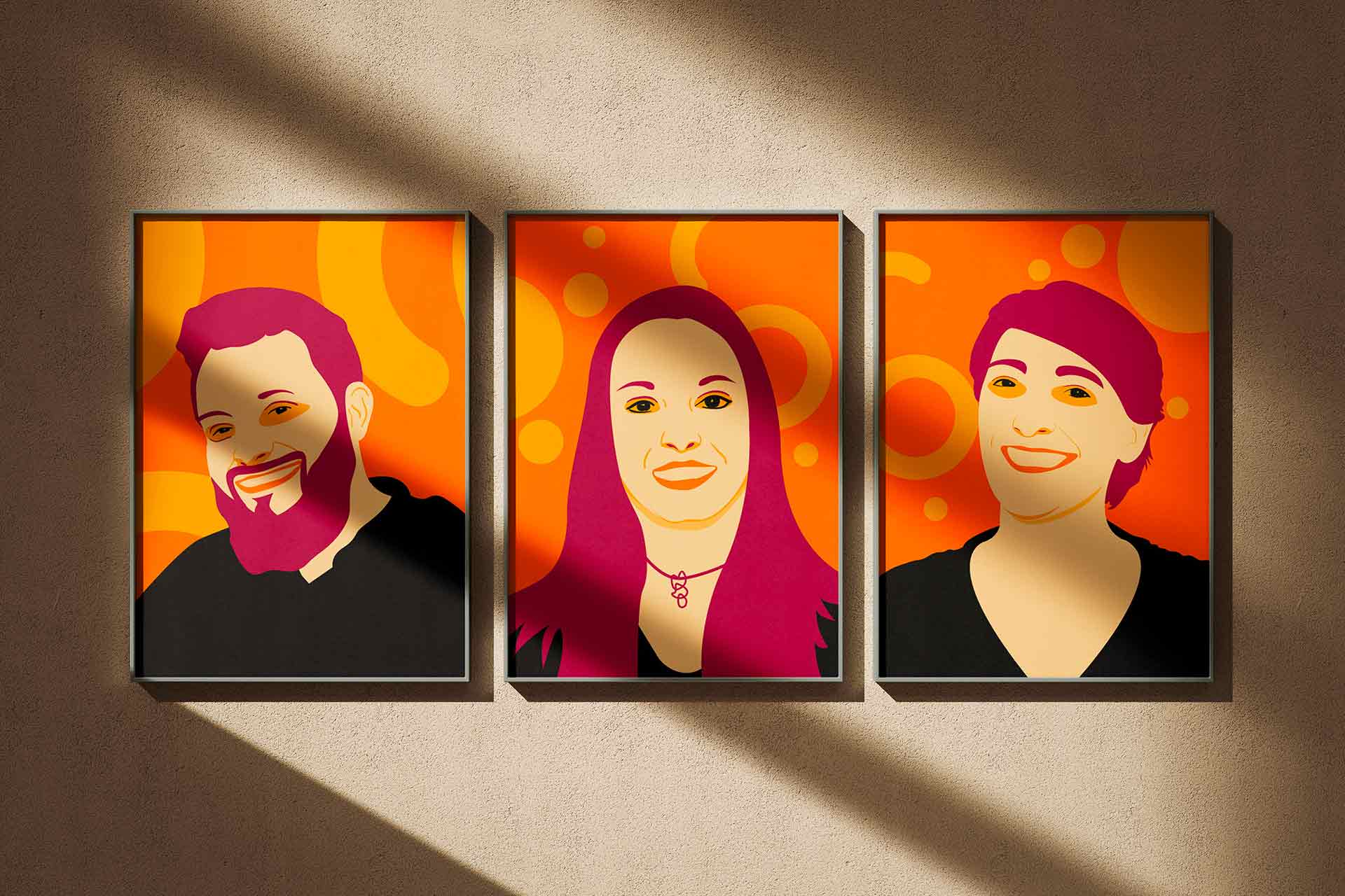 Illustration fondateur Tout en Co. Karen, Antoine et Pascaline